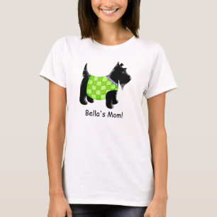 T-shirt Black Scottie Chien Vert Nom Personnalisé