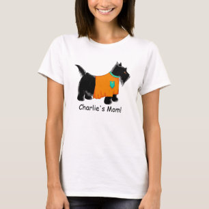T-shirt Black Scottie Terrier Chien Orange Nom personnalis