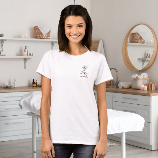 T-shirt Black Script Employee Name Business Logo Lashes