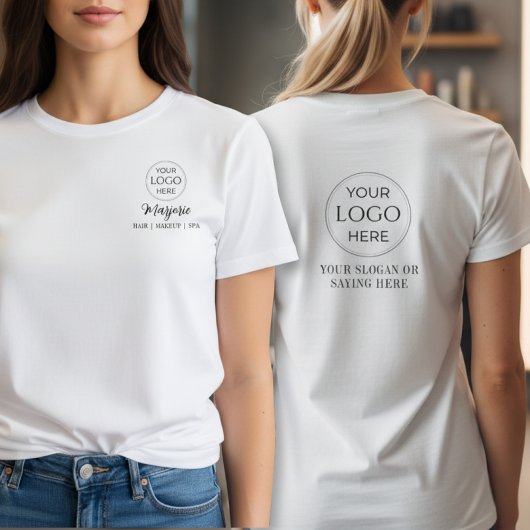 T-shirt Black Script Employee Name Business Logo Makeup