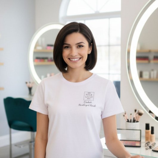 T-shirt Black Script Employee Name Business Logo Makeup