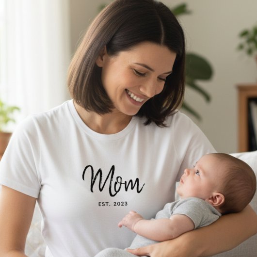 T-shirt Black Script Established Mom Modern Minimalist