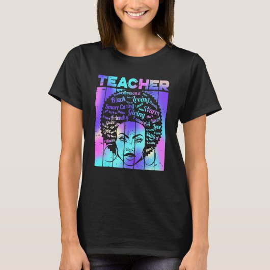 T-shirt Black Smart Teacher Afro Love Melanin African Amer (Devant)