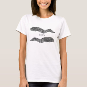T-shirt Black spotted moray eel cartoon