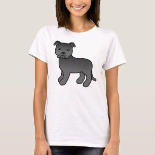 T-shirt Black Staffordshire Bull Terrier Dessin Chien