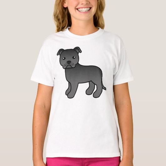 T-shirt Black Staffordshire Bull Terrier Dessin Chien (Devant)