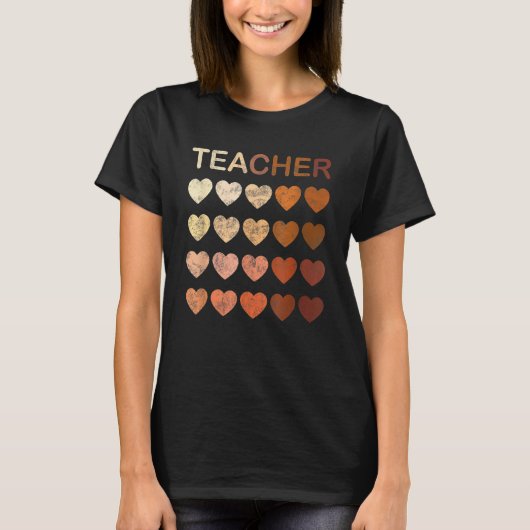T-shirt Black Teacher Magic Melanin Hearts Black History M (Devant)