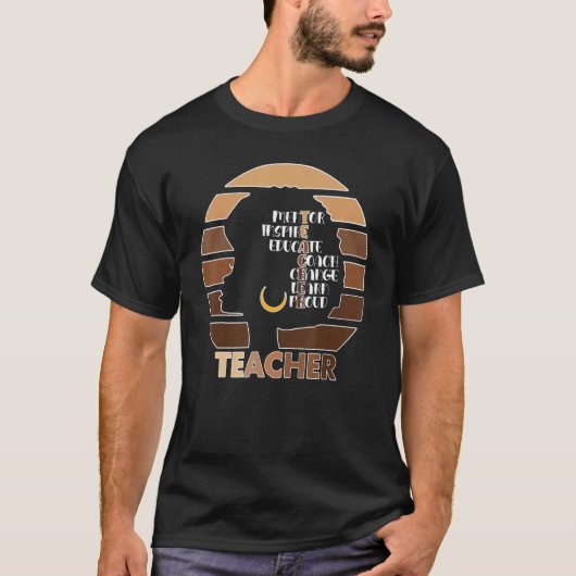 T-shirt Black Teacher Pride Melanin Afro Queen African Ame (Devant)