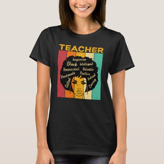 T-shirt Black Teacher Smart African American Educator Afro (Devant)