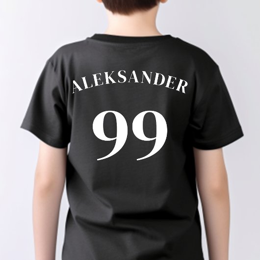 T-shirt Black Team Logo Nom Numéro Sport Moderne