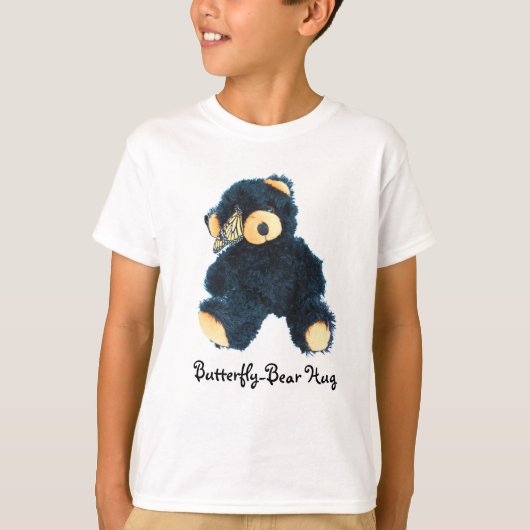 T-shirt Black Teddy Bear-Butterfly pour les garçon (Devant)