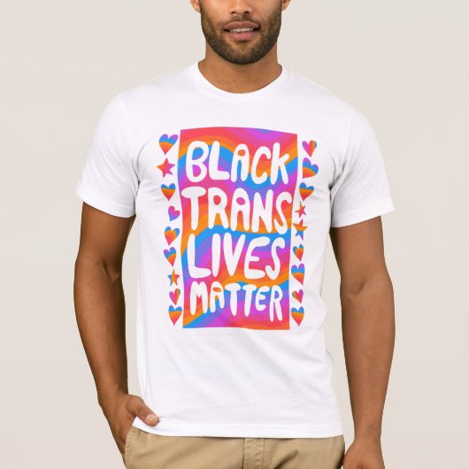T-shirt Black Trans vit la matière BLM Transgenre Arc-en-c (Devant)