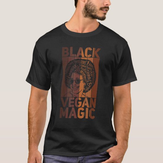 T-shirt Black Vegan Magic Vegetarian Afro Pride Black Hist (Devant)