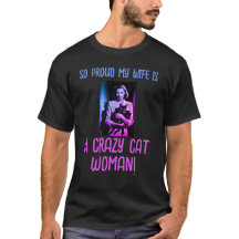 Black violet bleu Customisé Crazy Cat Femme