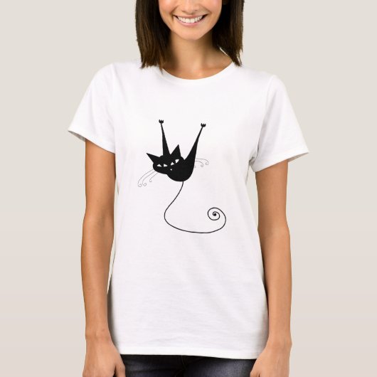 T-shirt Black Whimsy Kitty 1 (Devant)