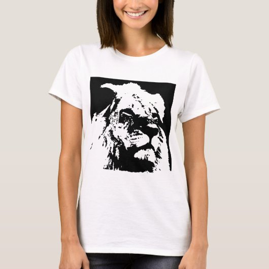 T-shirt Black & white lion pop art (Devant)