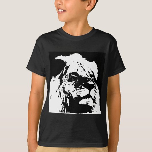 T-shirt Black & white lion pop art (Devant)