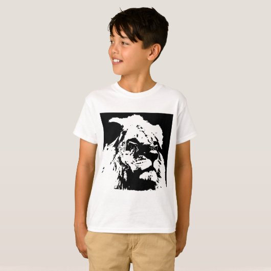 T-shirt Black & white lion pop art (Devant entier)
