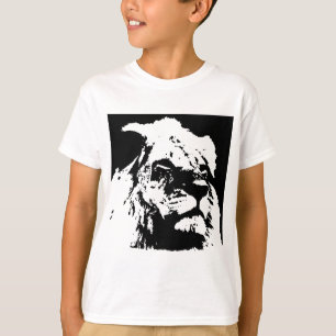 T-shirt Black & white lion pop art