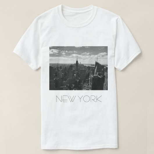 T-shirt Black & White Manhattan Skyline T Shirt New York (Design devant)