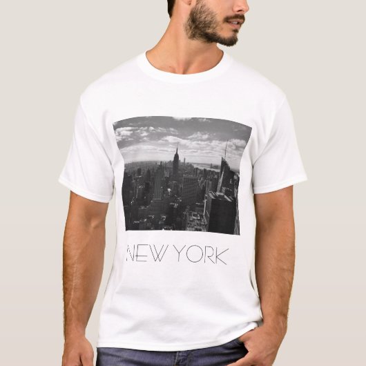 T-shirt Black & White Manhattan Skyline T Shirt New York (Devant)