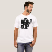 T-shirt Black White Pop Art Baby & Maman Elephants (Devant entier)