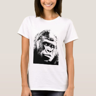 T-shirt Black White Pop Art Gorilla