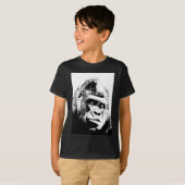 T-shirt Black White Pop Art Gorilla (Devant entier)