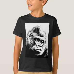 T-shirt Black White Pop Art Gorilla