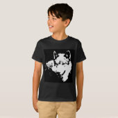 T-shirt Black & White Pop Art Grey Wolf (Devant entier)