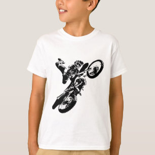 T-shirt Black White Pop Art Motocross Motorcyle Sport