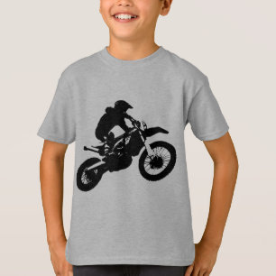 T-shirt Black White Pop Art Motocross Motorcyle Sport