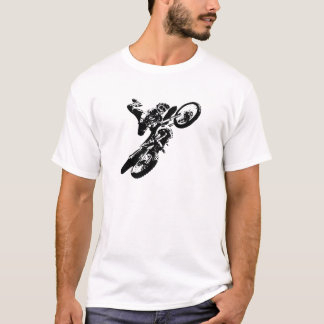 T-shirt Black White Pop Art Motocross Motorcyle Sport