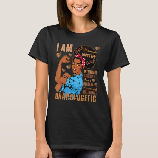 T-shirt Black Woman Educated Intelligent Resilient Powerfu (Devant)