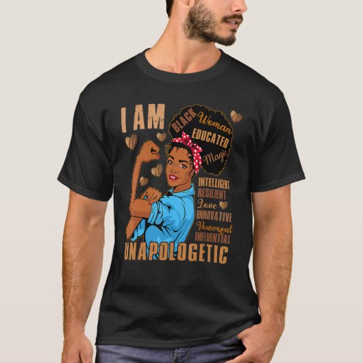 T-shirt Black Woman Educated Intelligent Resilient Powerfu (Devant)