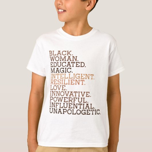 T-shirt Black Woman Educated Magic BHM Afrique Histoire Me (Devant)