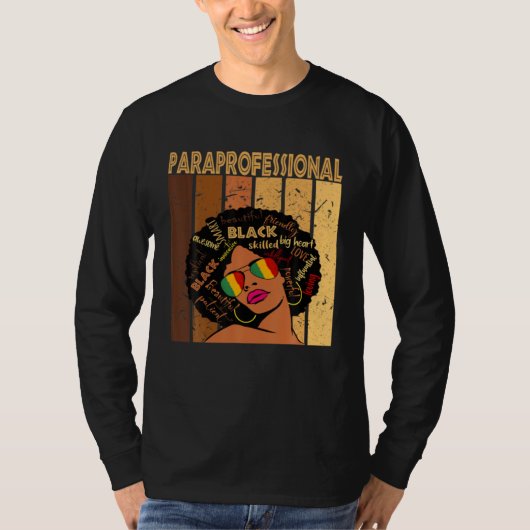 T-shirt Black Woman Paraprofessional Teacher Assistant Afr (Devant)