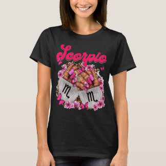 T-shirt Black Women Nails Zodiac Anniversaire Scorpio Quee