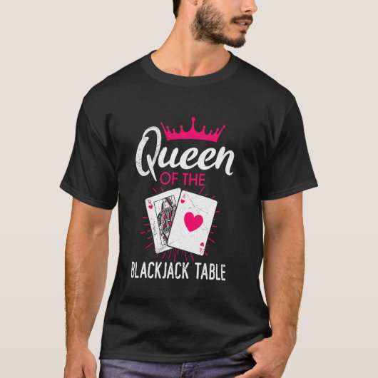 T-shirt Blackjack QUEEN SUR LA TABLE BLACKJACK Funny Black (Devant)