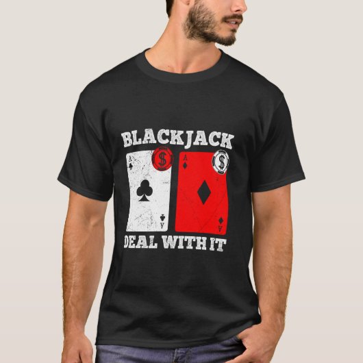 T-shirt BLACKJACK TRAITE AVEC IT Funny Blackjack Cartes Pl (Devant)