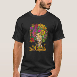 T-shirt Blacknificent Floral Afro Hair Butterfly Africain