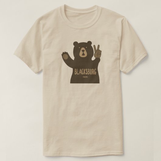 T-shirt Blacksburg Virginia Peace Bear (Design devant)