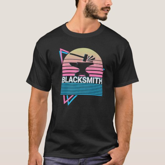 T-shirt Blacksmith Blacksmier Anvil Retro (Devant)