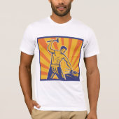 T-shirt Blacksmith Hammering Retro Strongman Labor (Devant)