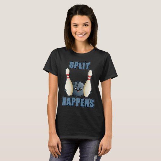 T-shirt Blague de Bowling Split Arrive Bowling (Devant entier)