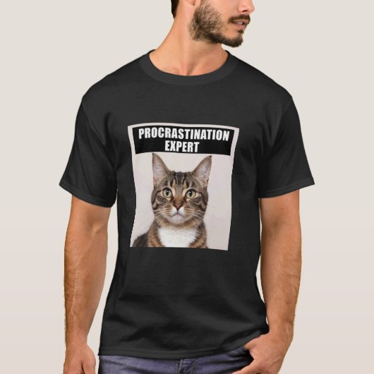 T-shirt Blague de chat expert en procrastination (Devant)