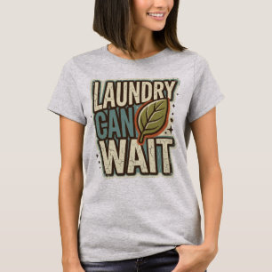 T-shirt Blague Lessive Peut Attendre Feuille De Basilic Ja