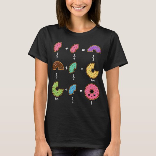 T-shirt Blagues de maths sur les fractions de beignets (Devant)