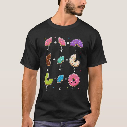 T-shirt Blagues de maths sur les fractions de beignets (Devant)