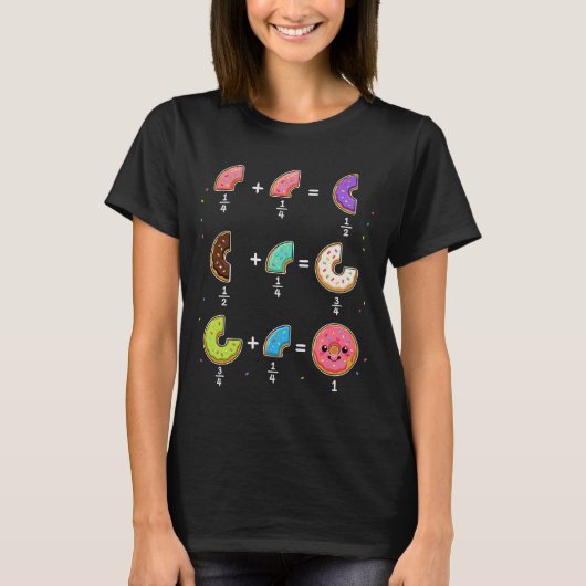 T-shirt Blagues de maths sur les fractions de beignets (Devant)